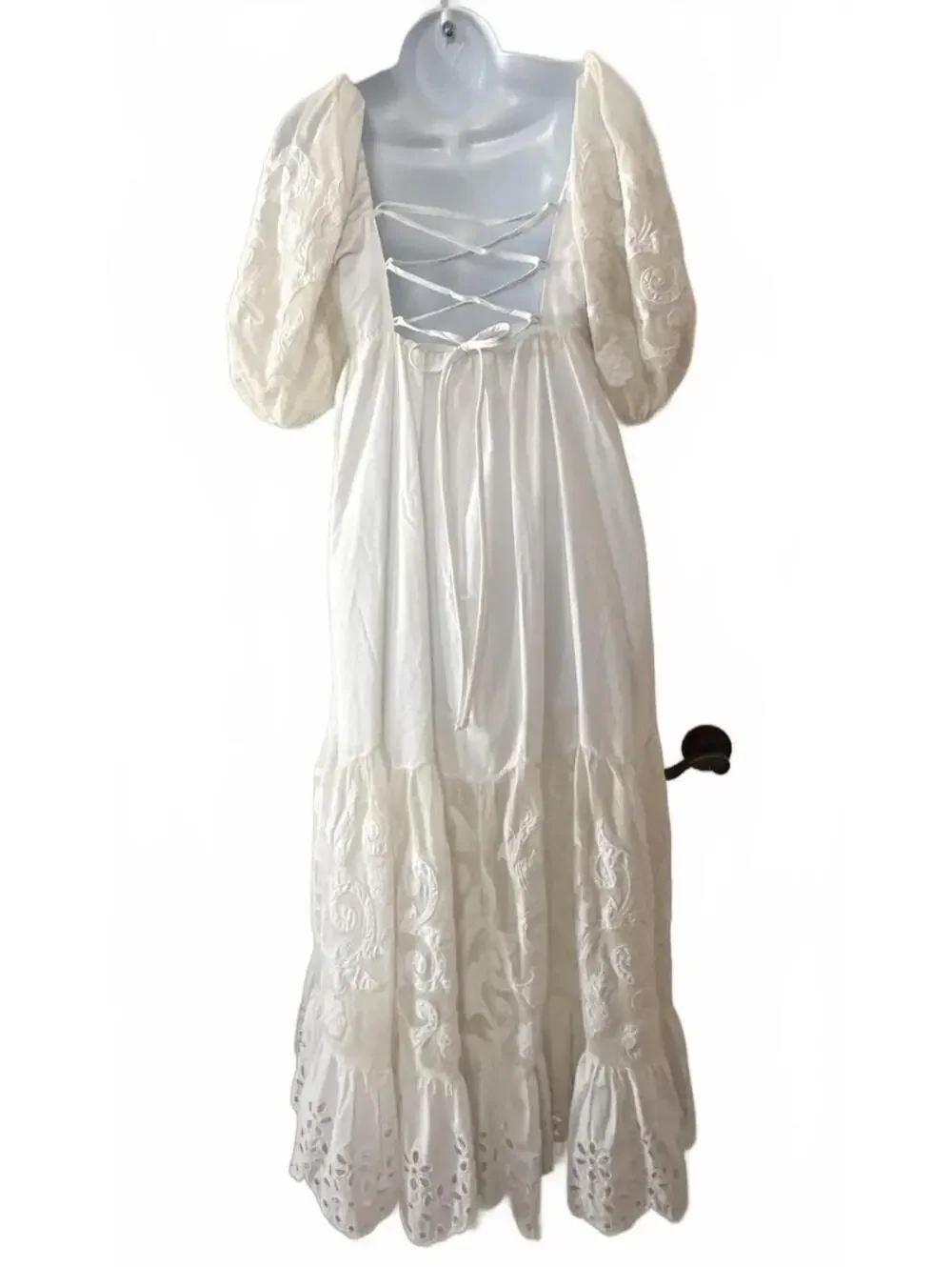 NWT A & F Bohemian White Maxi Dress size M